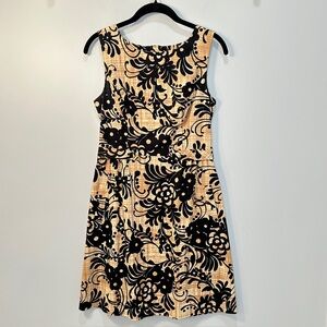 Anthropologie Tabitha Tan Black Mini Dress 6 Botanical Neutral Shift Above Knee